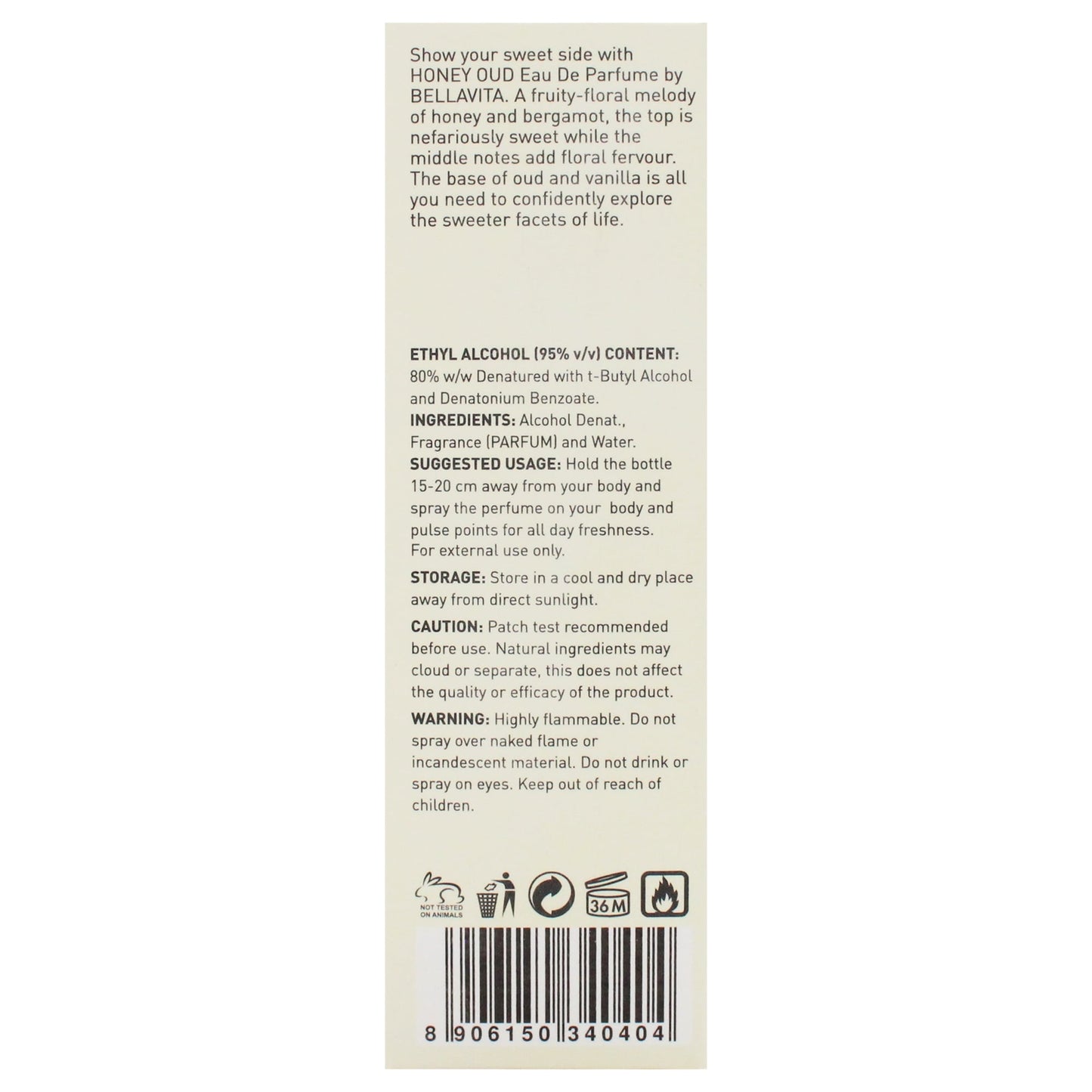 BellaVita Honey Oud Eau De Parfum Unisex Perfume 100ml