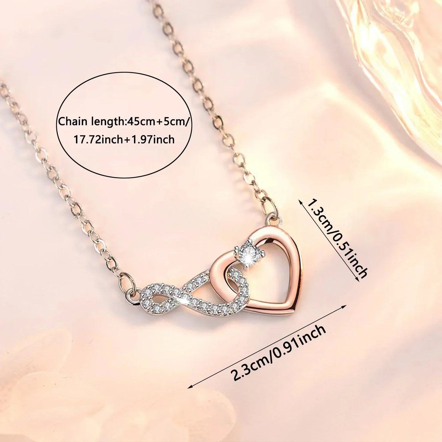 Infinity Heart Necklace with Gift Box