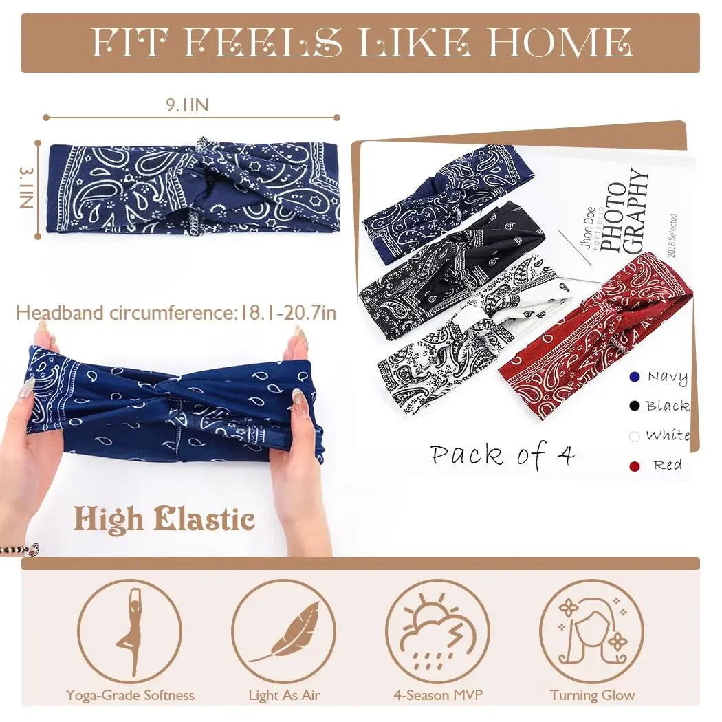 Knotted Turban Headbands (4-Pack)