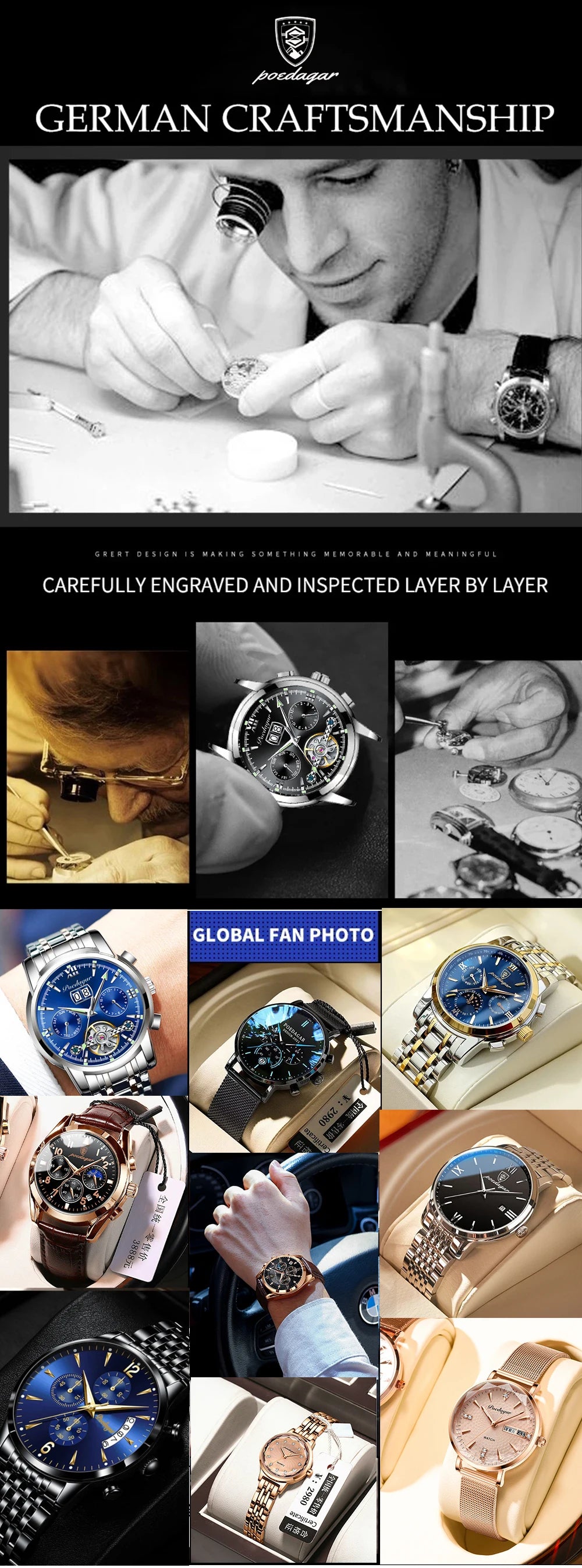 POEDAGAR Luxury Men Watch