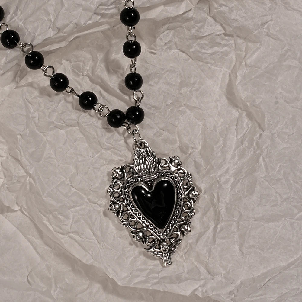 Y2K Cross & Heart Pendant Necklace