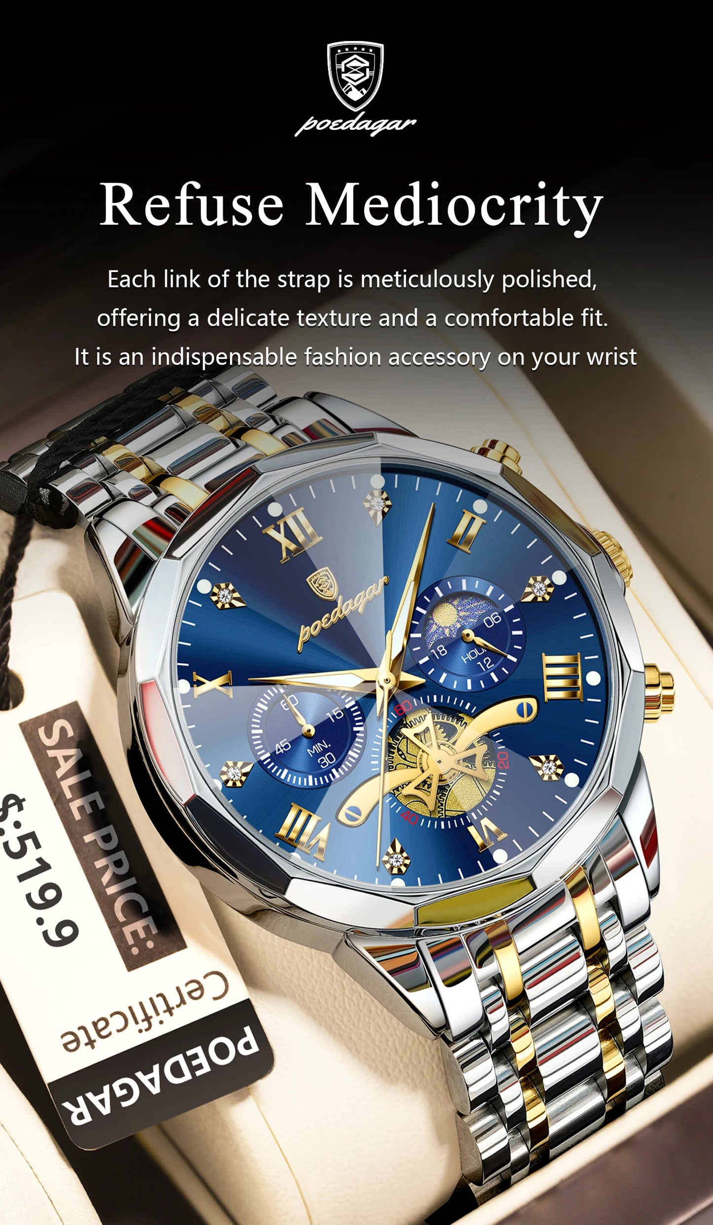 POEDAGAR Luxury Men Watch