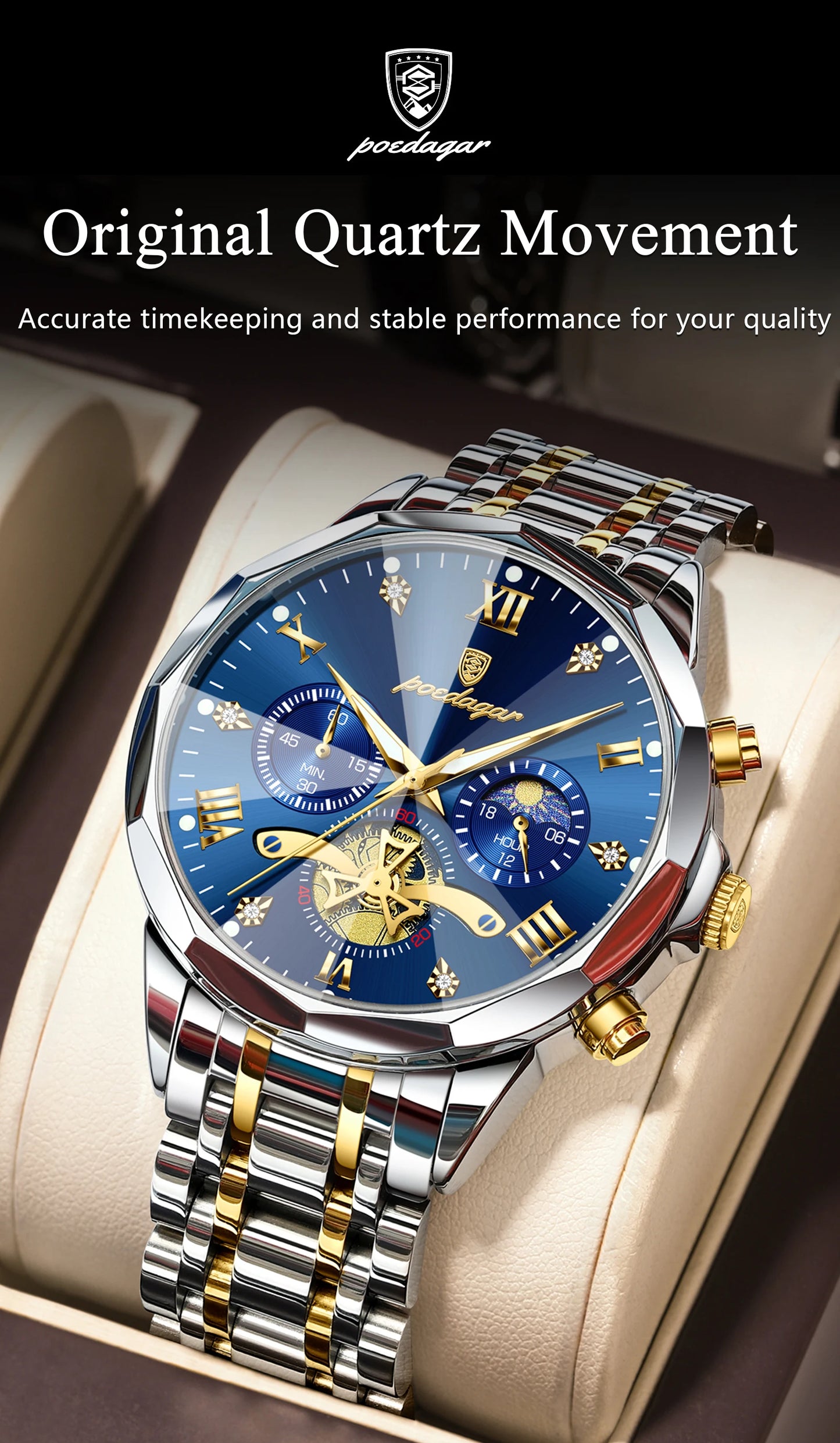 POEDAGAR Luxury Men Watch