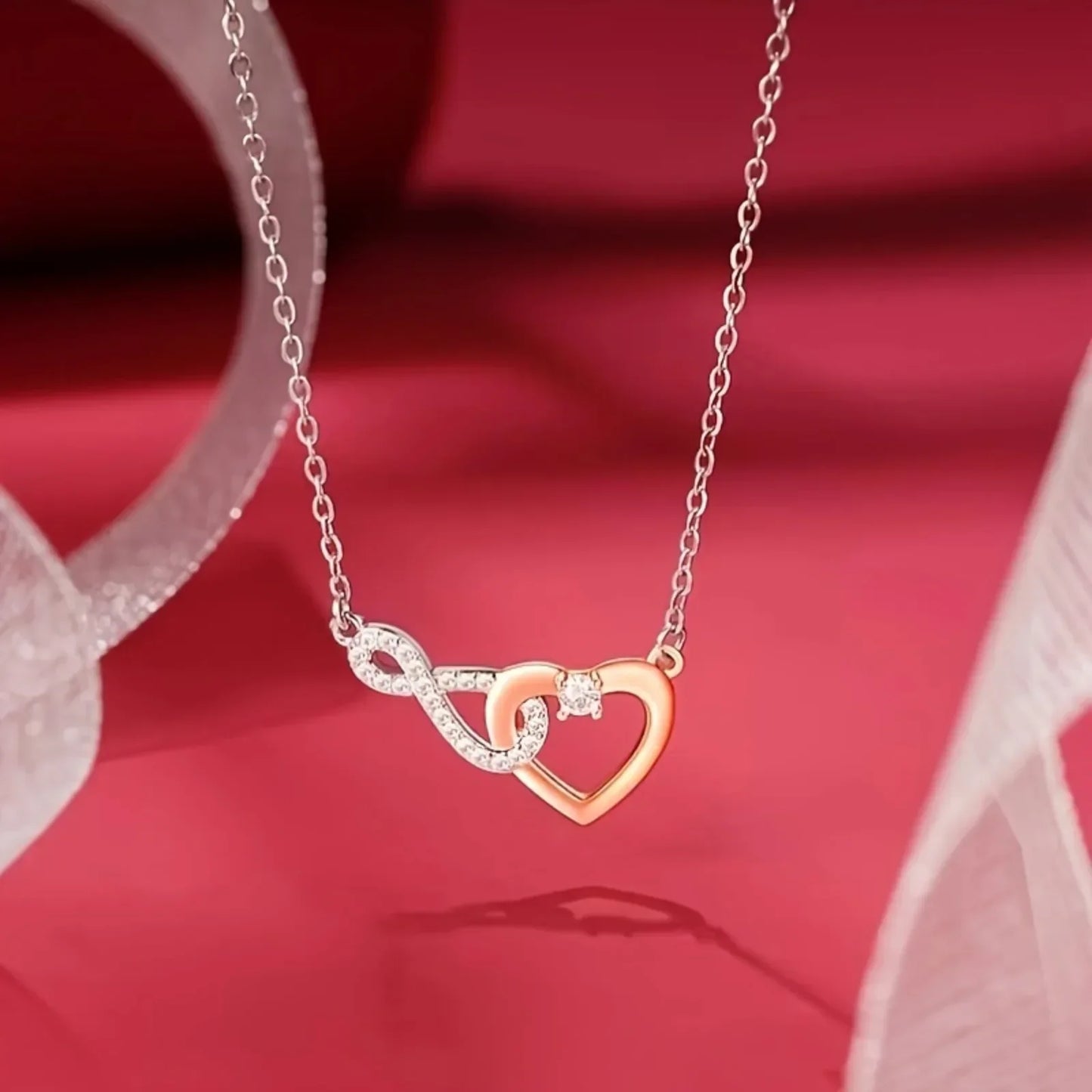 Infinity Heart Necklace with Gift Box