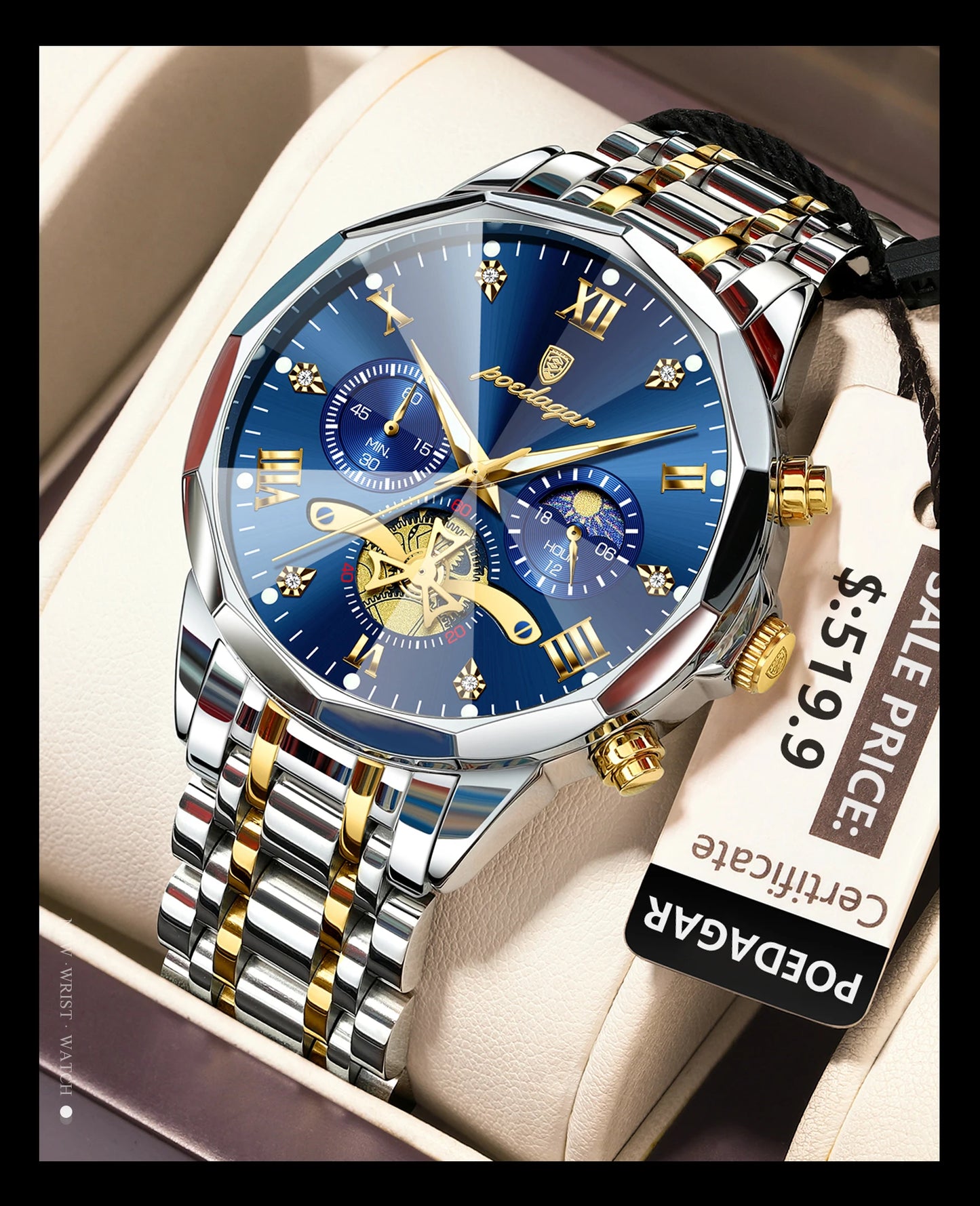 POEDAGAR Luxury Men Watch