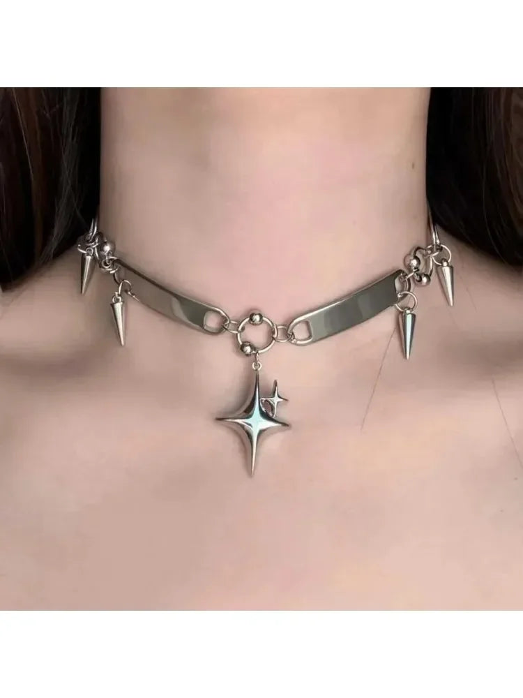 Punk Star Rivet Choker
