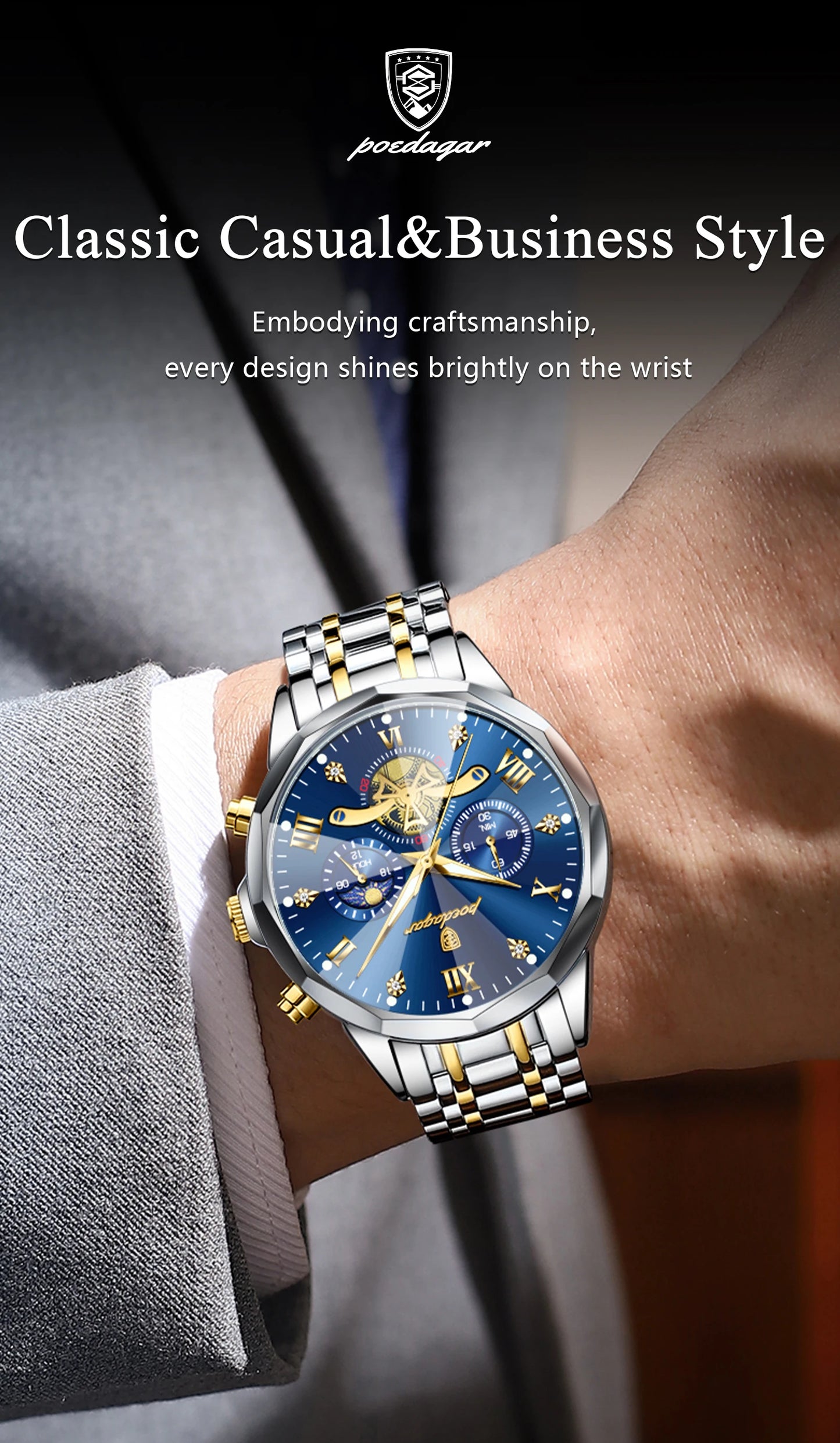 POEDAGAR Luxury Men Watch