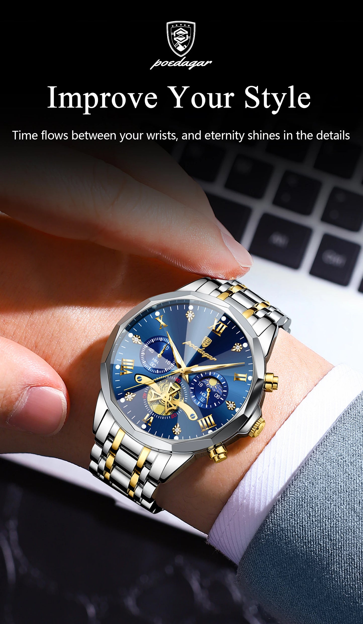 POEDAGAR Luxury Men Watch