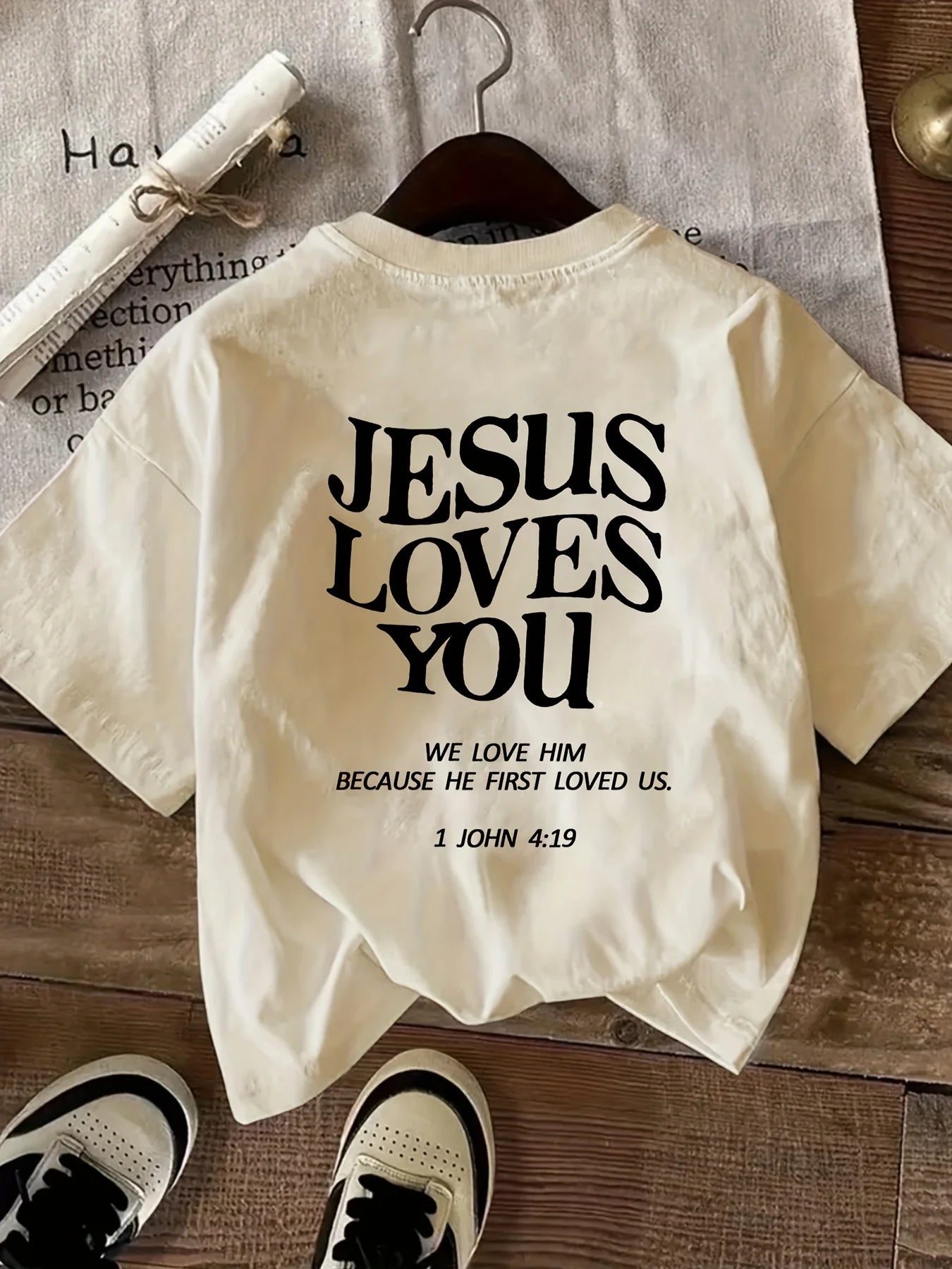 2026 New Women's Round Neck Fashionable Letter Cartoon Print Fashion Short Sleeve Casual T-Shirt Jesus Loves You Round Neck Tee
