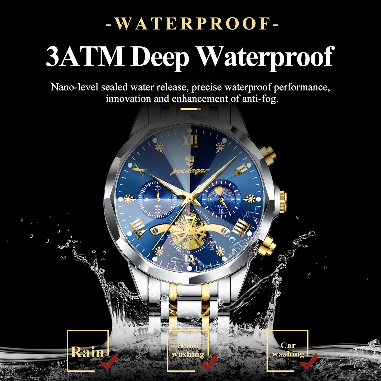 POEDAGAR Luxury Men Watch